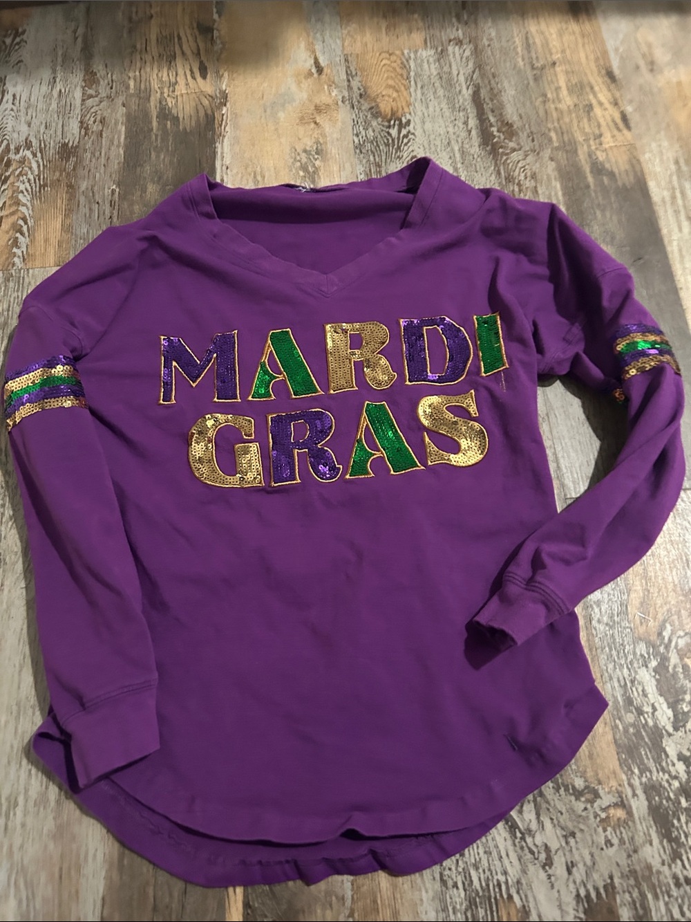 Kids Purple Mardi Gras Long Sleeve Shirt